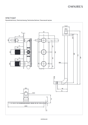 Omnires CONTOUR system prysznicowy podtynkowyy antracyt