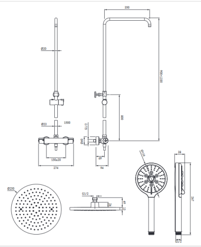 Omnires Y system prysznicowy natynkowy chrom SYSY10/N/6CR