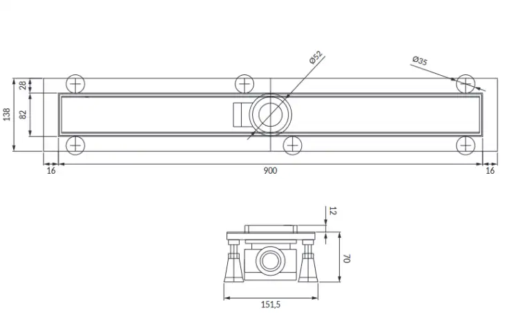 Omnires LOWFIX 90 cm prysznicowy odpływ liniowy z maskownicą do wklejenia płytek srebrny LOWFIX90TSL
