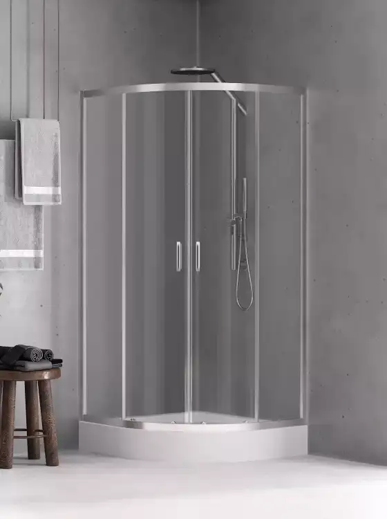 NEW TRENDY  Feria Chrom 80x80 cm półokrągła  kabina prysznicowa z brodzikiem
