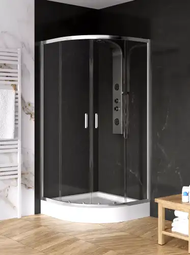 NEW TRENDY Suvia Chrom 80x80 cm półokrągła  kabina prysznicowa z brodzikiem