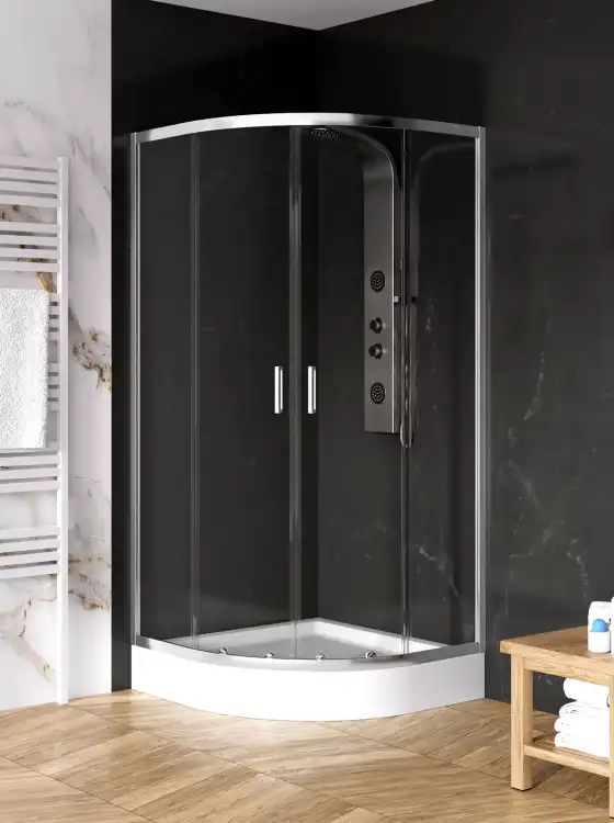 NEW TRENDY Suvia Chrom 90x90 cm półokrągła  kabina prysznicowa z brodzikiem