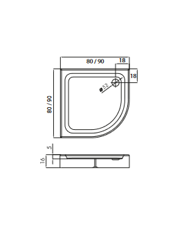 Brodzik półokrągły Suvia 90 x 90  BL-0008