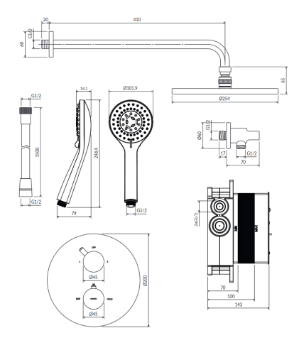Omnires Y system prysznicowy podtynkowy chrom SYSYT05CR
