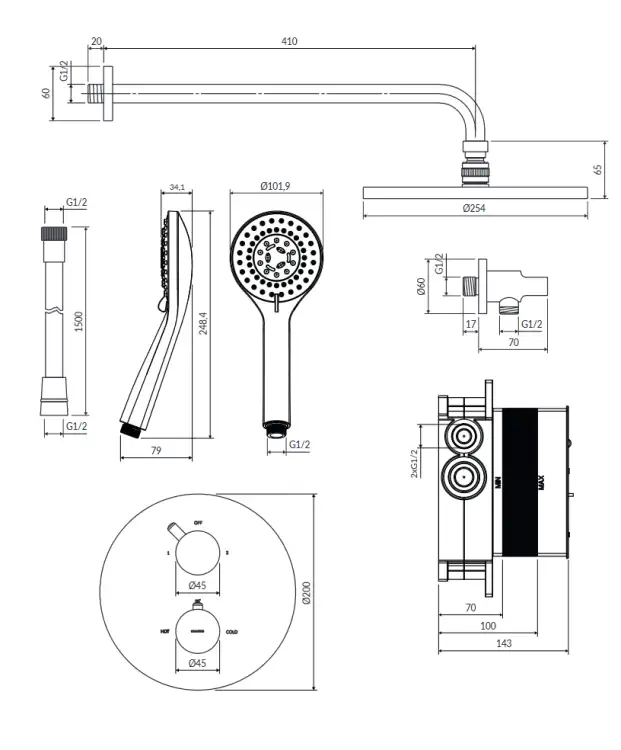 Omnires Y system prysznicowy podtynkowy chrom SYSYT05CR