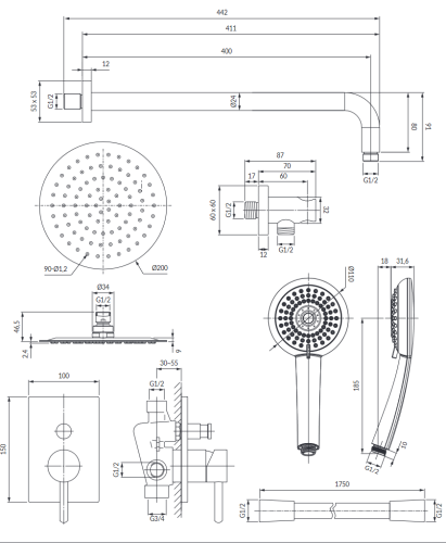 Omnires Y system prysznicowy podtynkowy chrom SYSY23/KCR