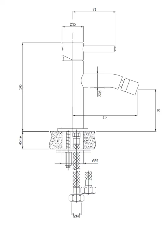 Omnires Y bateria bidetowa 14,5 cm Czarne  Y1220BL