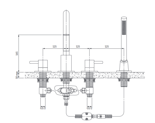 Omnires Y bateria wannowa 4-otworowa Złoto Y1232GL