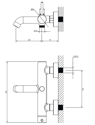 Omnires Y bateria wannowa złoto szczotkowane KPL. Y1231GLB