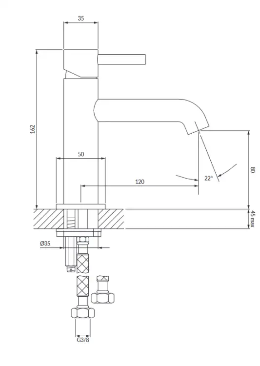 Omnires Y bateria umywalkowa 16,2 cm Czarny  Y1210NGR