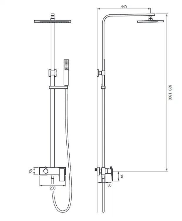Omnires Parma system prysznicowy natynkowy Chrom PM7444CR