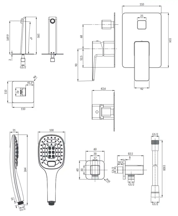 Omnires Parma system wannowy podtynkowy Chrom SYSPMW01CR
