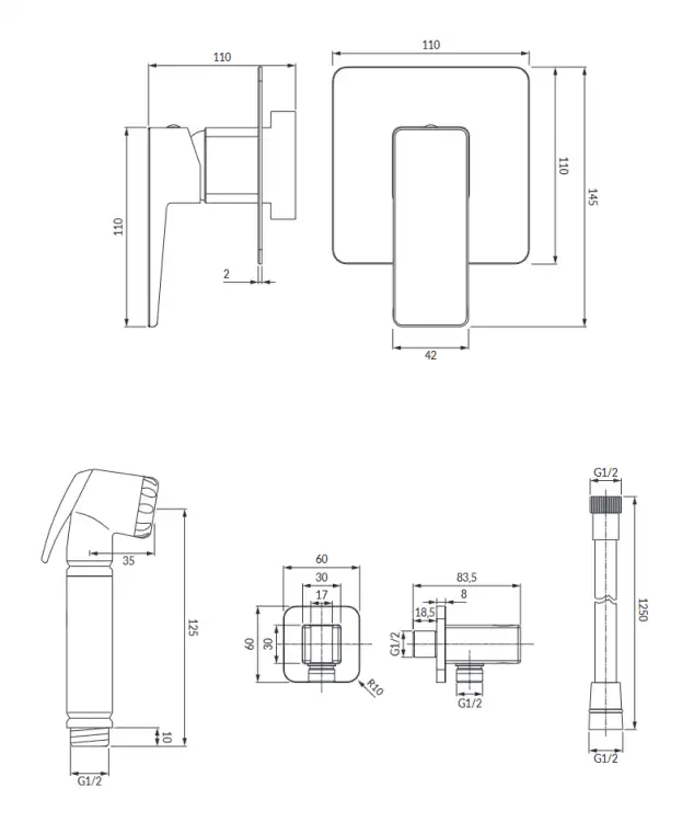 Omnires Parma system bidetowy podtynkowy Chrom SYSPMBI1CR