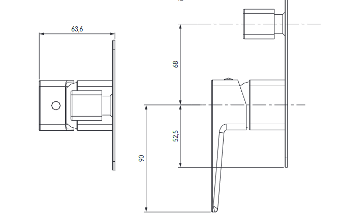 Omnires Parma bateria wannowa podtynkowa Chrom/Biały  PM7435CRB