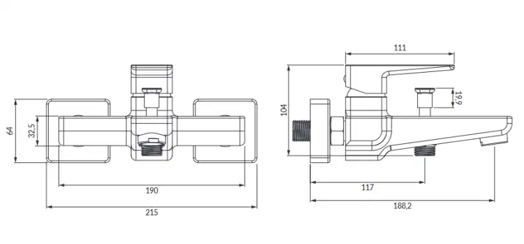 Omnires Parma bateria wannowa Chrom/Biały PM7430CRB