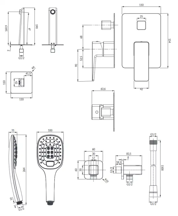 Omnires Parma system wannowy podtynkowy chrom/biały SYSPMW01CRB