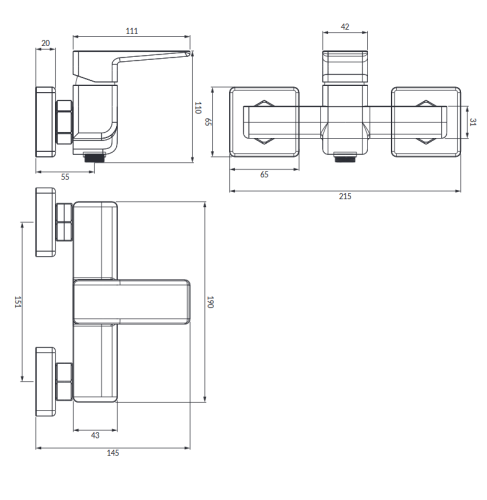 Omnires Parma bateria prysznicowa nikiel PM7440IN
