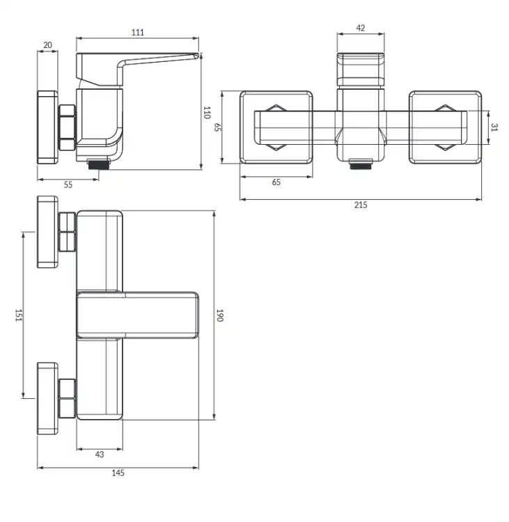 Omnires Parma bateria prysznicowa nikiel PM7440IN