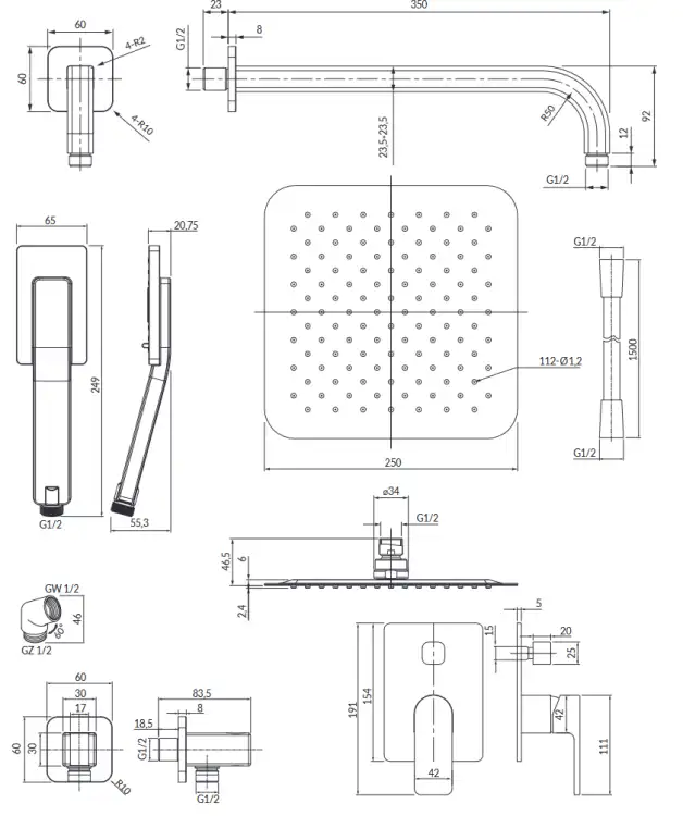Omnires Baretti system prysznicowy podtynkowy Chrom SYSBA10XCR