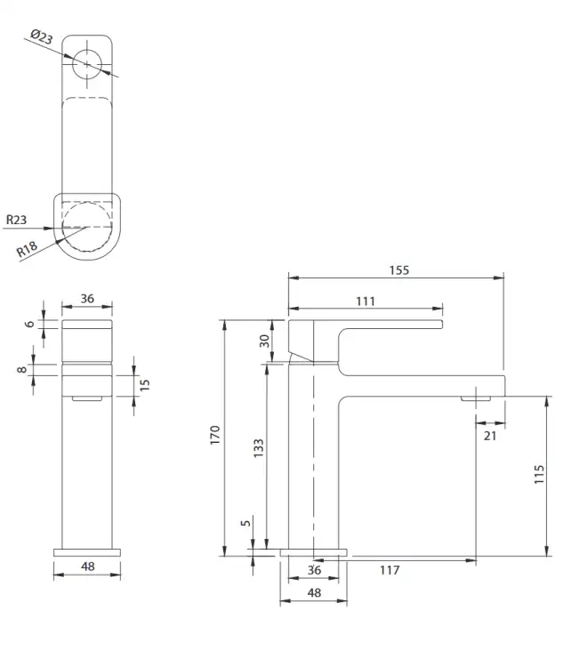 Omnires Baretti bateria umywalkowa Czarny Mat BA7810BL