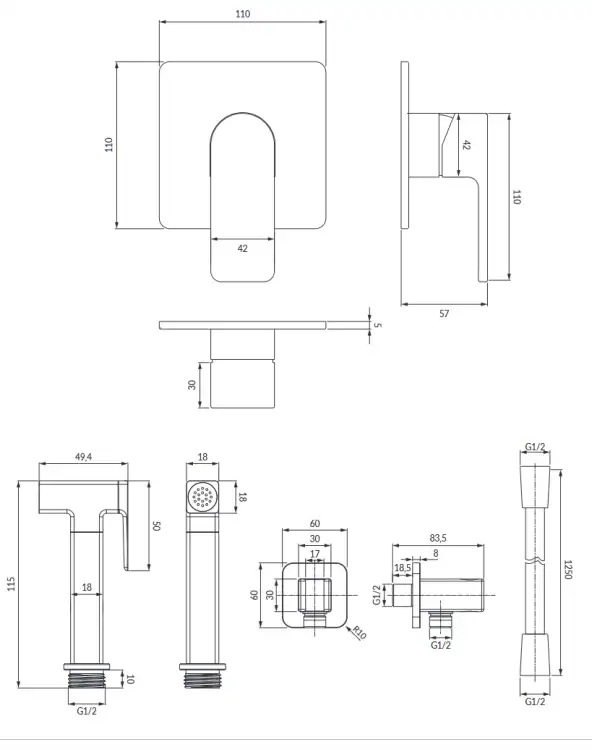 Omnires Baretti system bidetowy podtynkowy Chrom  SYSBABI1XBL