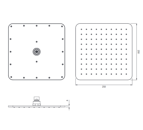 Omnires SLIMLINE 25 x 25 deszczownica czarny mat WG225/OBL