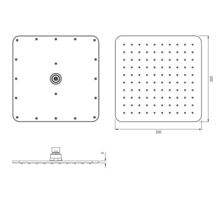 Omnires SLIMLINE 25 x 25 deszczownica czarny mat WG225/OBL