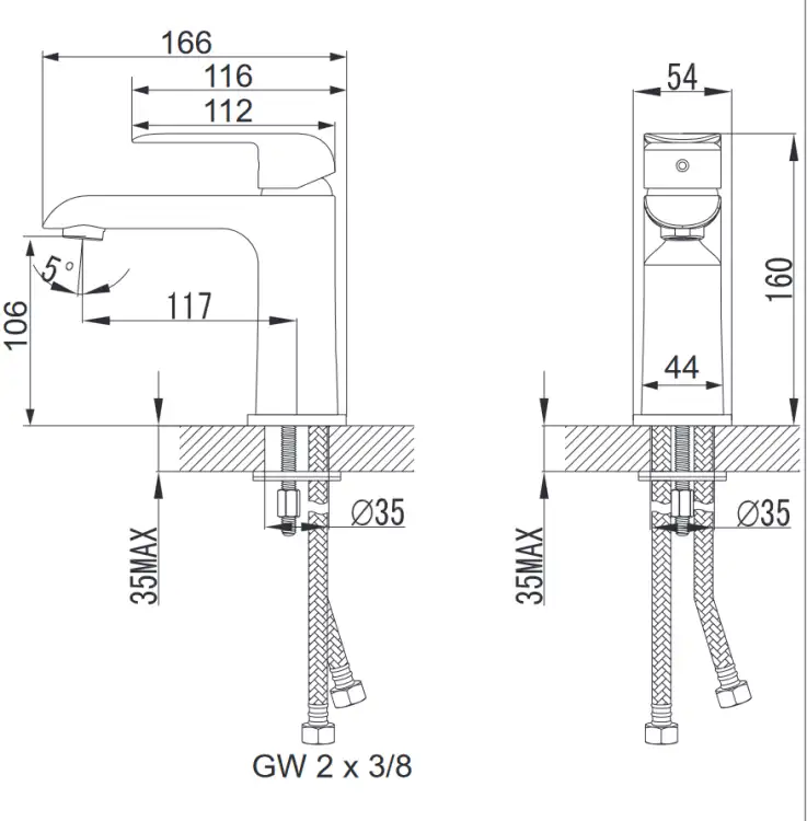 Omnires Sacramento bateria umywalkowa Chrom/Biały SC2310CRB