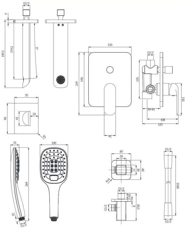 Omnires Sacramento system wannowy podtynkowy Chrom/Biały YSSCW01XCRB