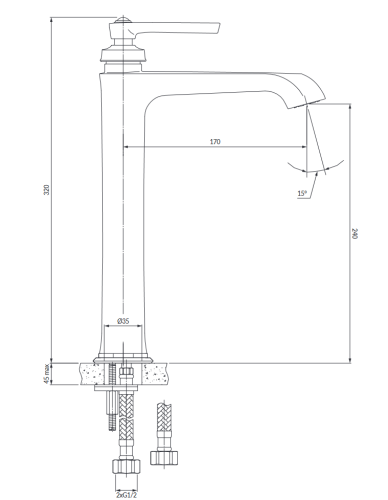 Omnires Armance bateria umywalkowa wysoka 32 cm Chrom AM5213CR