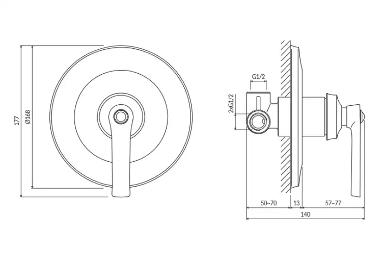 Omnires Armance bateria prysznicowa podtynkowa Chrom AM5245CR