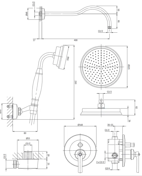 Omnires Armance system prysznicowy podtynkowy Chrom SYSAM10CR