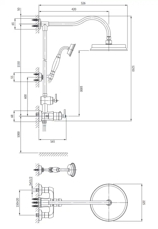 Omnires Armance system prysznicowy termostatyczny natynkowy Chrom  AM5244/6CR
