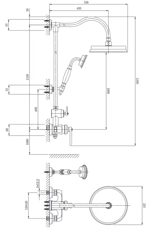 Omnires Armance system prysznicowy natynkowy Chrom AM5244CR
