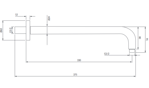 Omnires ramię prysznicowe ścienne 33 cm chrom  RA01CR