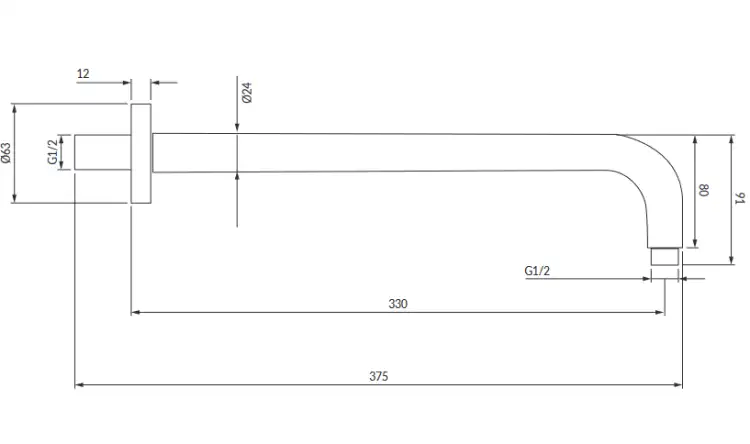 Omnires ramię prysznicowe ścienne 33 cm chrom  RA01CR