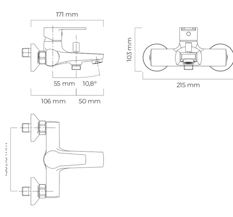 Oltens JOG bateria wannowa ścienna chrom 34003100