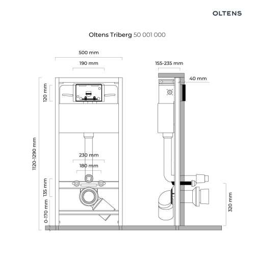 Oltens TRIBERG stelaż podtynkowy do miski WC wiszącej 50001000