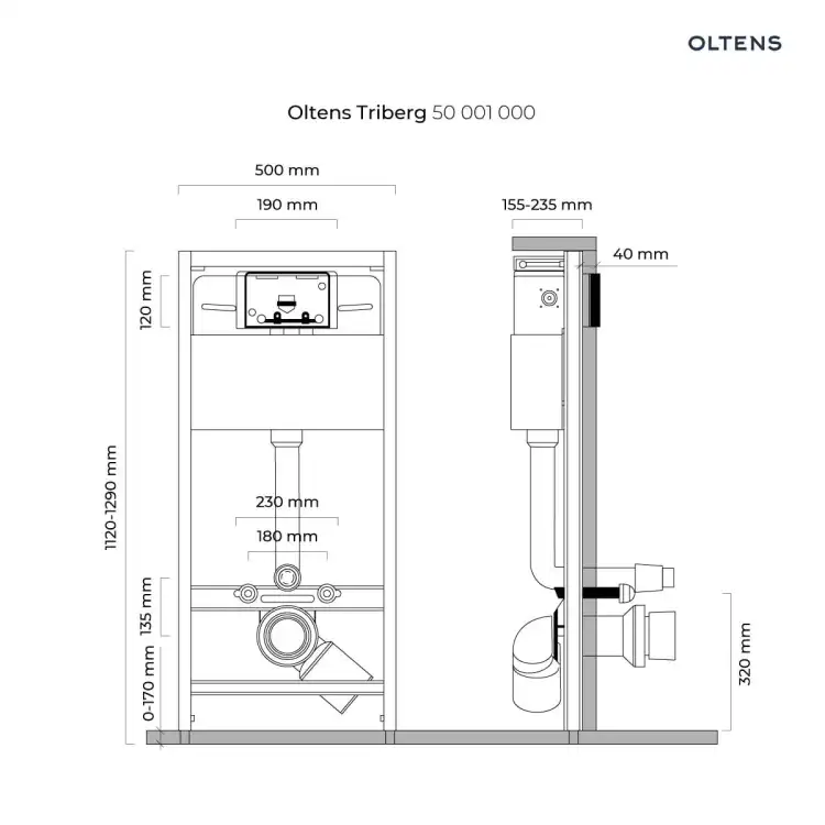 Oltens TRIBERG Lule 5w1 stelaż podtynkowy z przyciskiem spłukującym białym 58300000