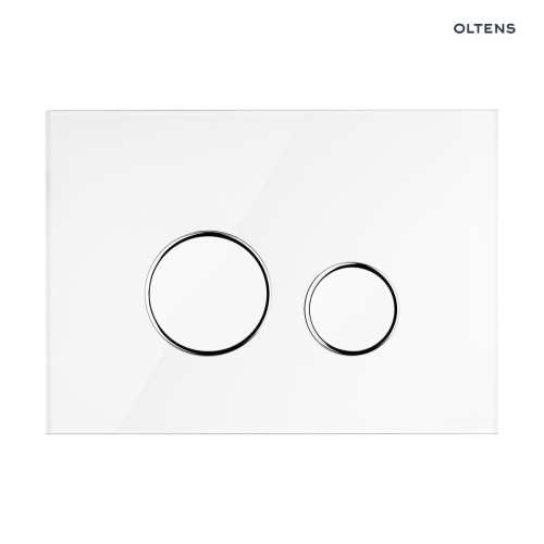 Oltens LULE przycisk spłukujący do WC szklany biały/chrom/biały