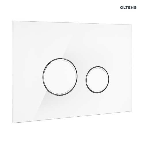 Oltens LULE przycisk spłukujący do WC szklany biały/chrom/biały