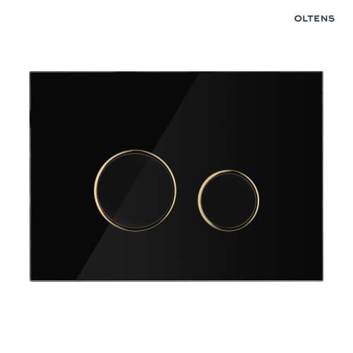 Oltens LULE przycisk spłukujący do WC szklany czarny/złoty mat/czarny 57203300