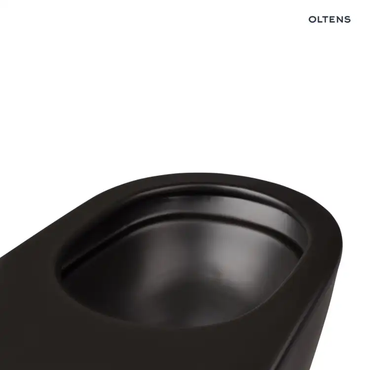 Oltens HAMNES miska WC wisząca PureRim z powłoką SmartClean z deską wolnoopadającą Ovan Slim czarny mat 42514300