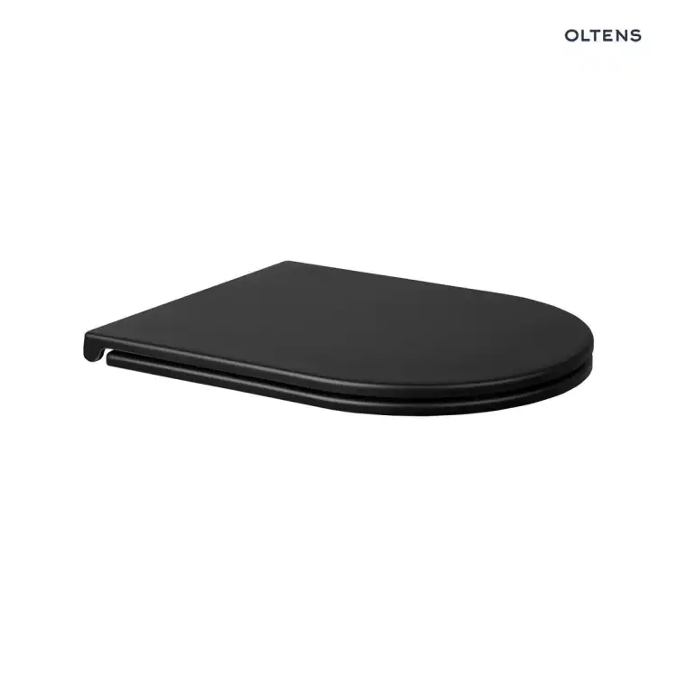 Oltens HAMNES miska WC wisząca PureRim z powłoką SmartClean z deską wolnoopadającą Ovan Slim czarny mat 42514300