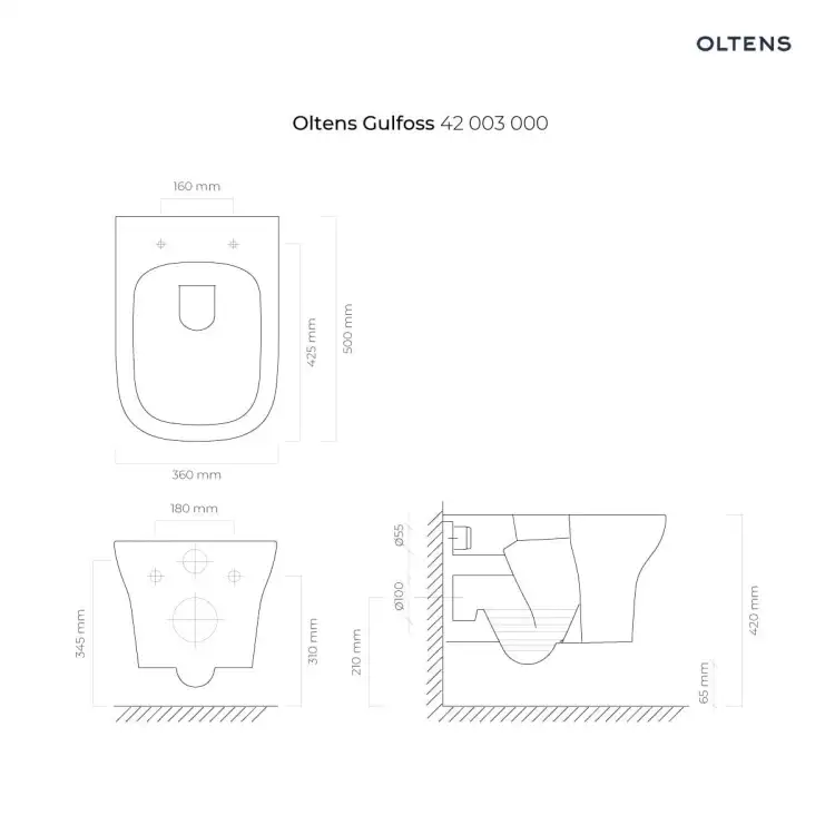 Oltens GULFOSS miska WC wisząca PureRim z deską wolnoopadającą 42008000