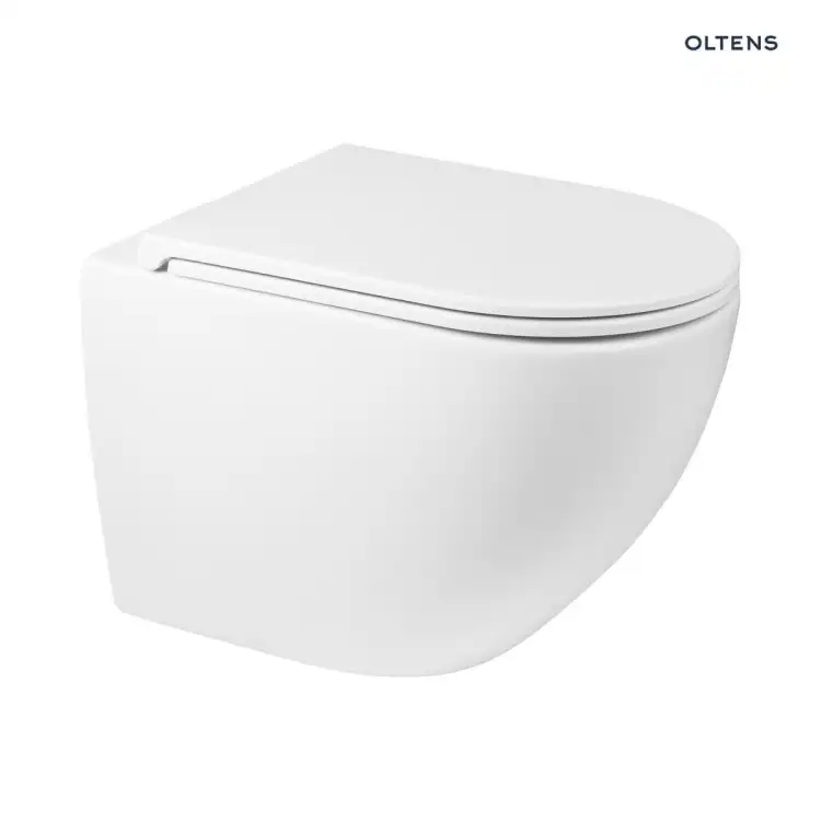 Oltens HAMNES Kort miska WC wisząca z deską wolnoopadającą Ovan Slim 42018000