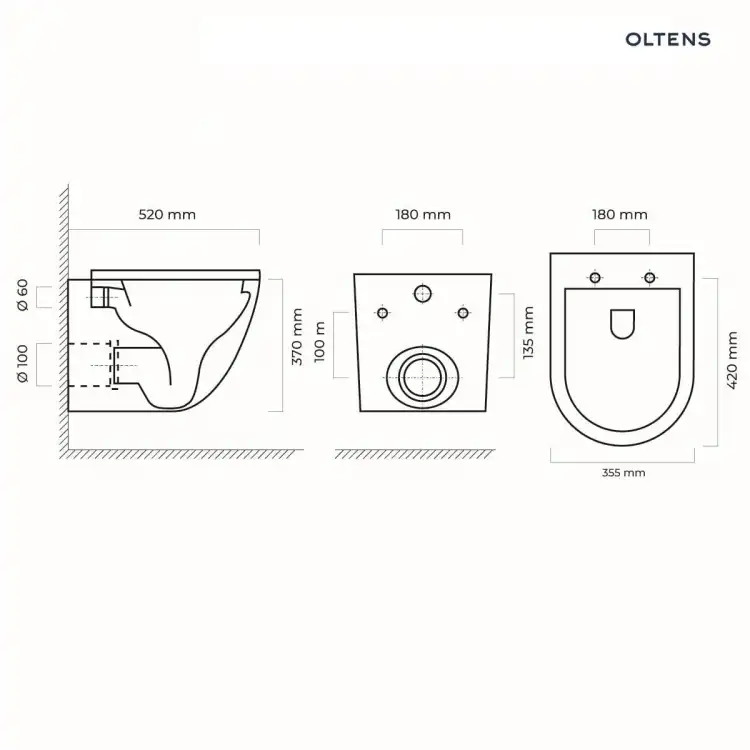 Oltens HAMNES Kort miska WC wisząca z deską wolnoopadającą Ovan Slim 42018000