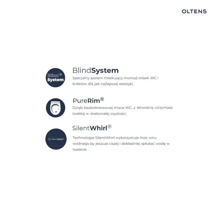 Oltens HAMNES Stille miska WC wisząca PureRim z deską wolnoopadającą biały 42023000