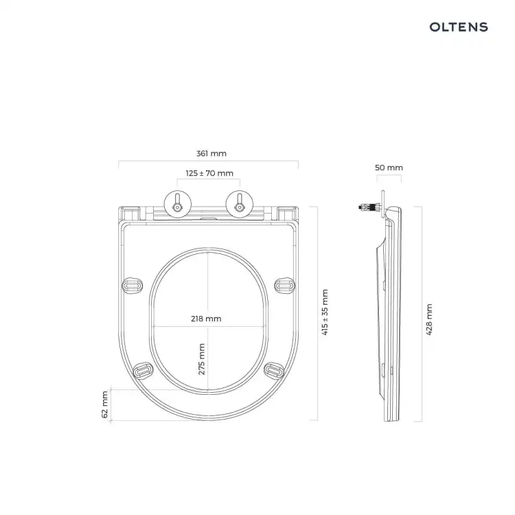 Oltens HAMNES Stille miska WC wisząca PureRim z deską wolnoopadającą Ovan Slim biały 42022000