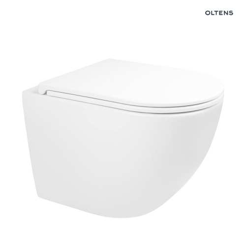 Oltens HAMNES Stille miska WC wisząca PureRim z deską wolnoopadającą Ovan Slim biały 42022000